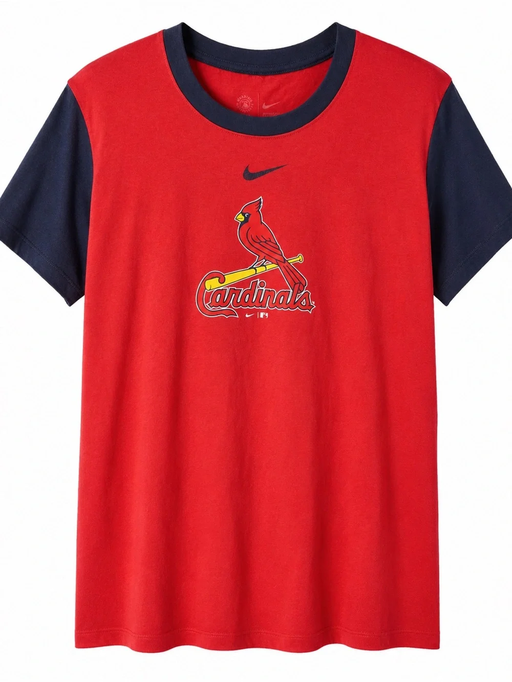 Nike Dri-FIT St. Louis Cardinals Women’s Red Navy Colorblock T-Shirt - Picture 2 of 5
